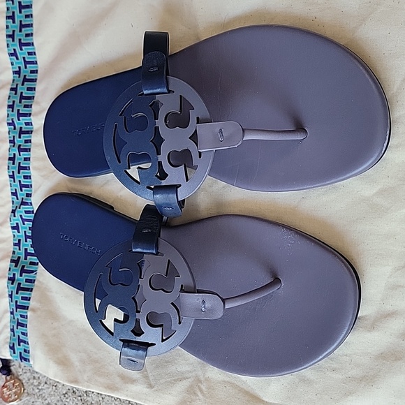 Tory Burch Dark Lotus/Bermuda Miller Sandal Sz 9 - Picture 3 of 8